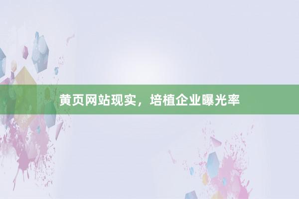 黄页网站现实，培植企业曝光率